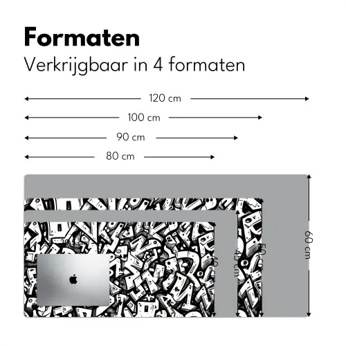 Vormen - Letters - Graffiti - Zwart Muismat XXL klein -sfeer5