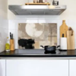 Abstract - Cirkel - Modern - Beige - Zwart - Minimalistisch Inductie beschemer met haakjes klein -sfeer2