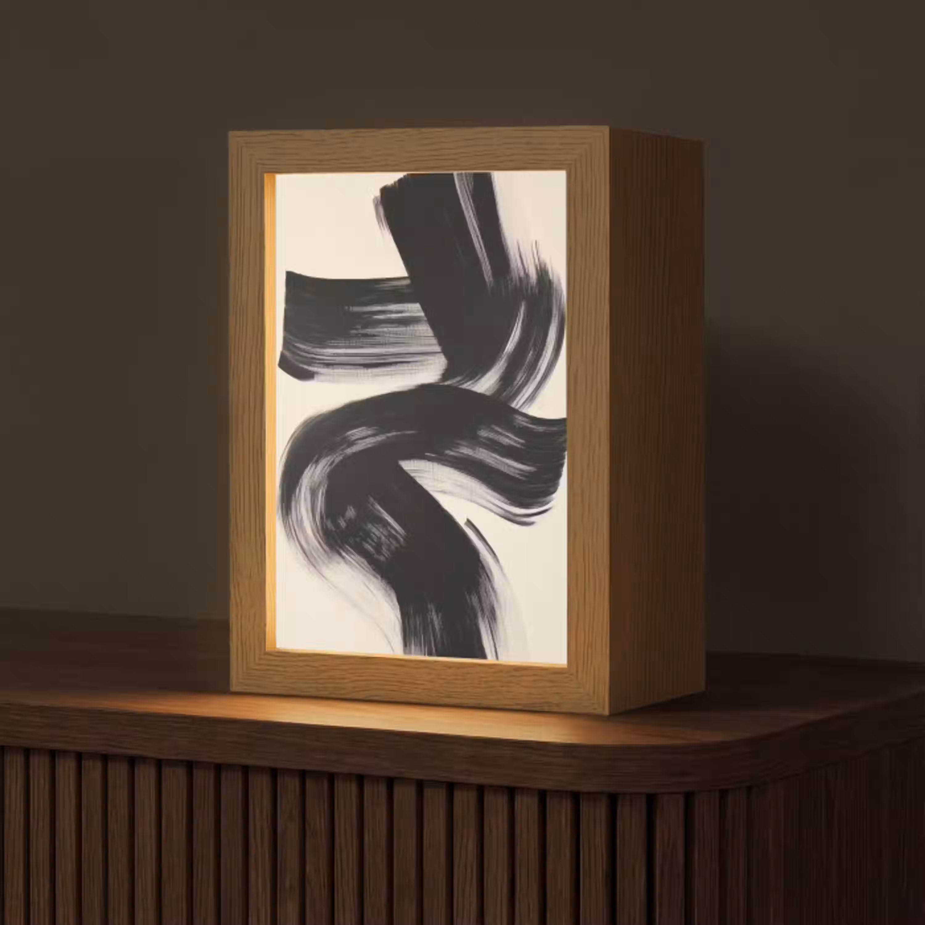 Strepen - Zwart - Abstract Light Box met kabel (Tafellamp) klein -z3d_website