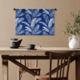 Blad - Palm - Blauw Wandkleed katoen klein 269 -sfeer6