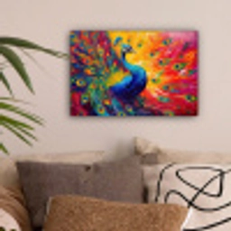 Pauw - Kunst - Schilderij - Pauwenveren canvas 2cm klein -sfeer1