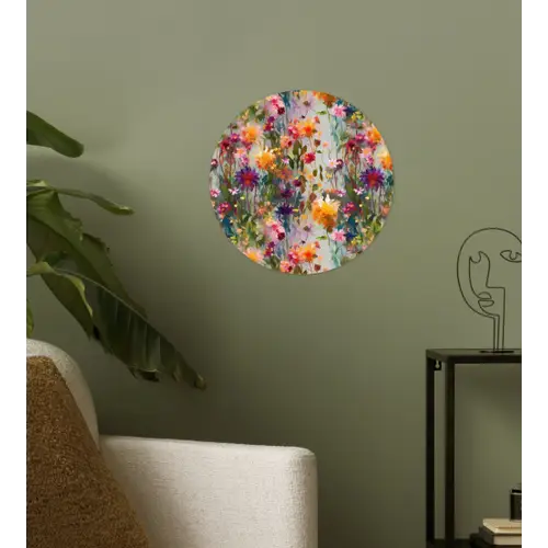 Zomers - Kleurrijk - Patroon - Bloemen Wandcirkel behangsticker klein 186 -sfeer2