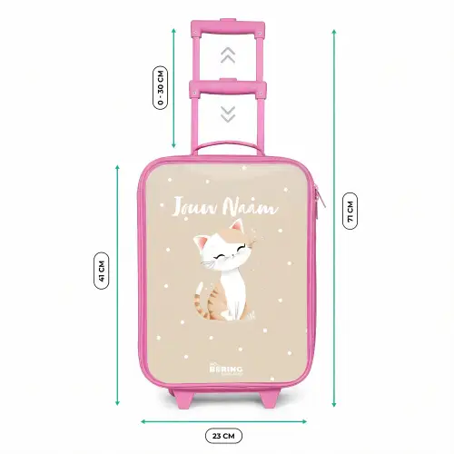 Kat omringd door beige stippen Kinderkoffer - Roze klein -productfoto_formaten