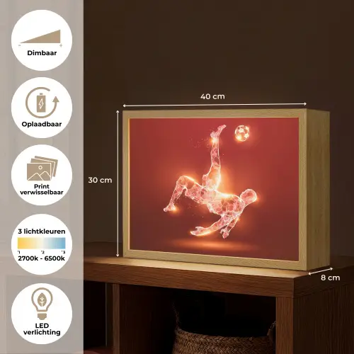 Voetballer - Omhaal - Rood - Neon Light Box met batterij (Wandlamp kind) middel -USP_websiteoverzichtNL