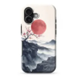 Kersenbloesem - Oosters - Rood Toughcase MagSafe Apple iPhone 17 klein -3d
