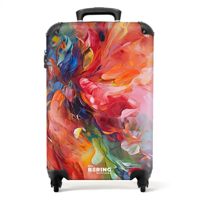 Olieverf - Kunst - Abstract - Kleurrijk NBS - Handbagage koffer - Unisex middel -productfoto_recht