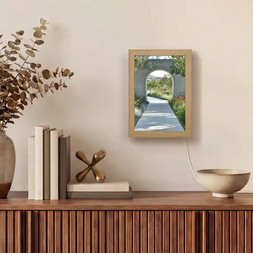 Doorkijk - Pad - Beton - Landschap Light Box met kabel (Tafellamp) klein -sfeer2