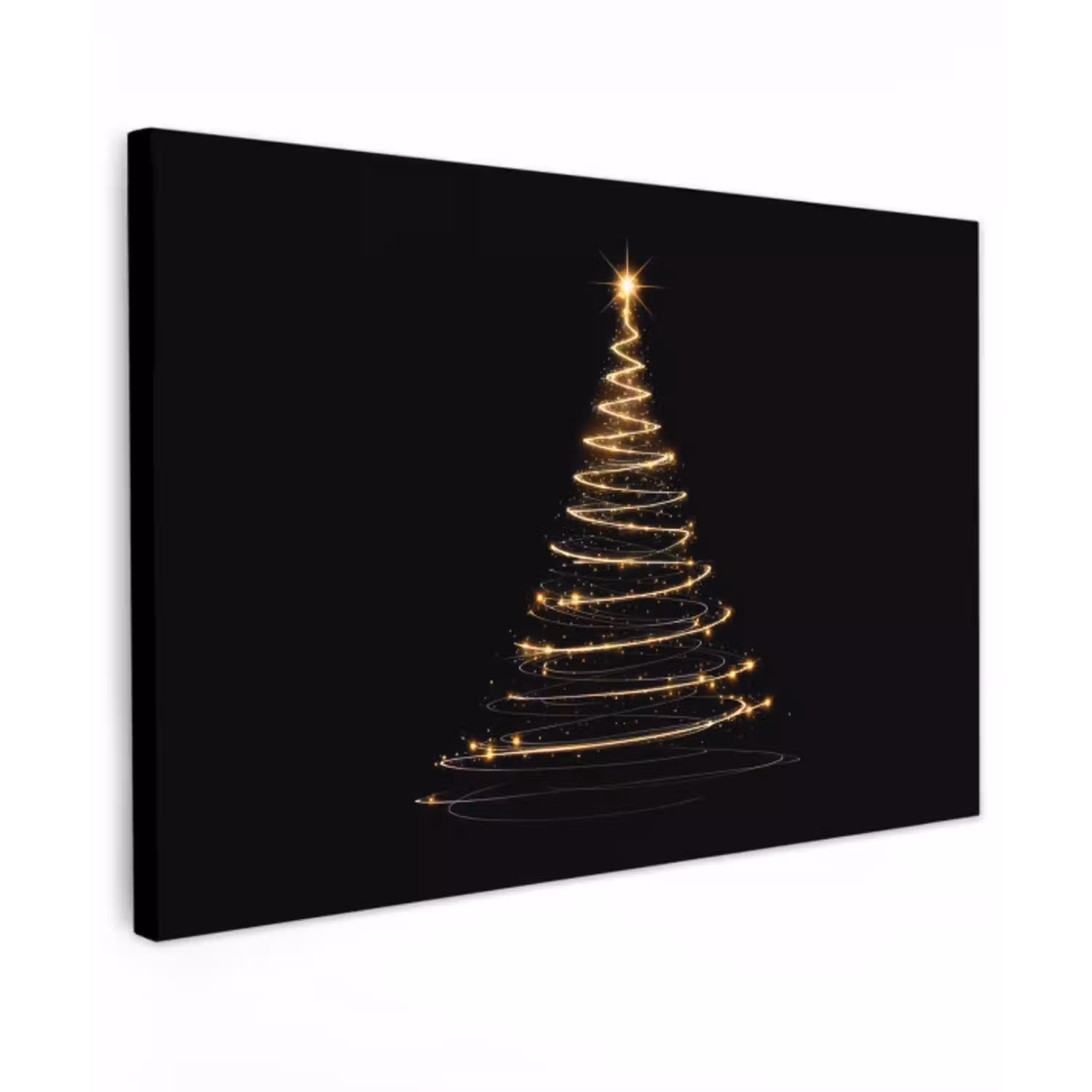 Magisch - Kerstboom - Lichtspiralen - Zwart canvas 2cm klein -z3d