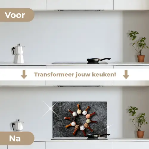 Lepel - Kruiden - Specerijen - Keuken - Industrieel keuken achterwand spatscherm klein -voor_na_NL