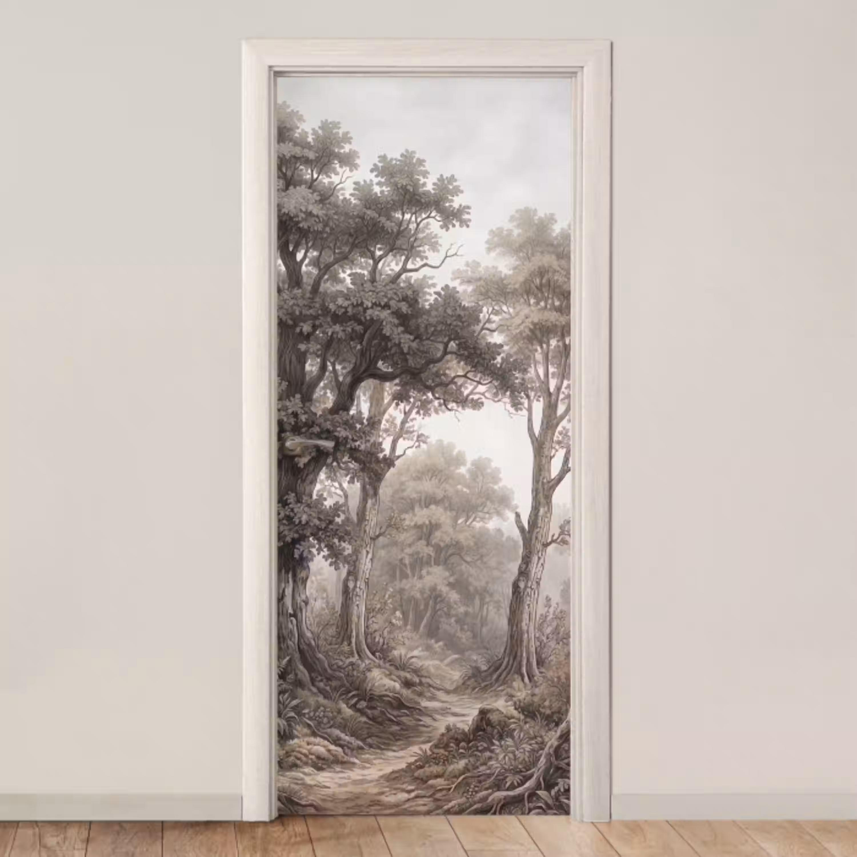 Natuur - Bos - Eik deurposter klein -3d_beige