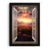 Doorkijk - Klaprozen - Bloemen - Rood - Open raam fotolijst zwart zonder passe partout klein -3d