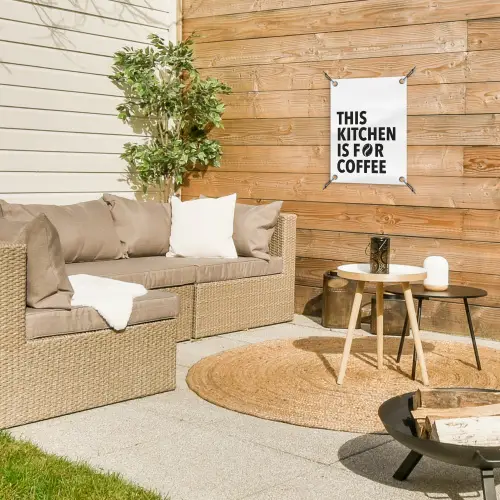 Quotes  - Koffie - Bonen - Modern tuinposter los doek klein -sfeer4