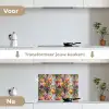 Zomers - Kleurrijk - Patroon - Bloemen keuken achterwand spatscherm klein 900 -voor_na_NL