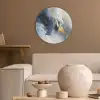 Blauw - Modern - Marmer - Abstract - Goud Akoestische PET Vilt - Rond klein -sfeer1