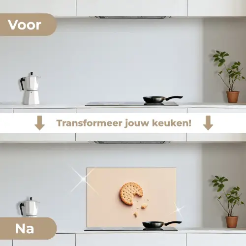 Koekje - Kruimels - beige keuken achterwand spatscherm klein -voor_na_NL