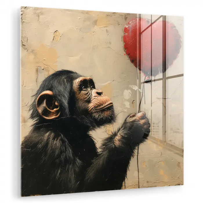 Street art - Chimpansee - Ballon - Graffiti - Banksy plexiglas 5mm klein -zzzproduct_nieuw