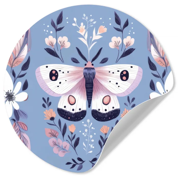 Vlinder - Vleugels - Stippen - Bloemen Wandcirkel behangsticker klein -3d