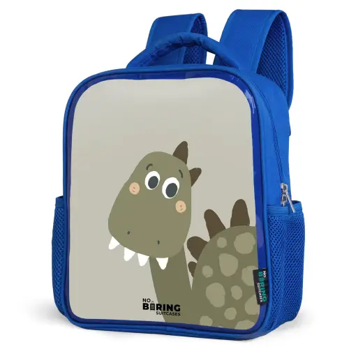 Danny dino Kinderrugzak - Blauw middel -schuin