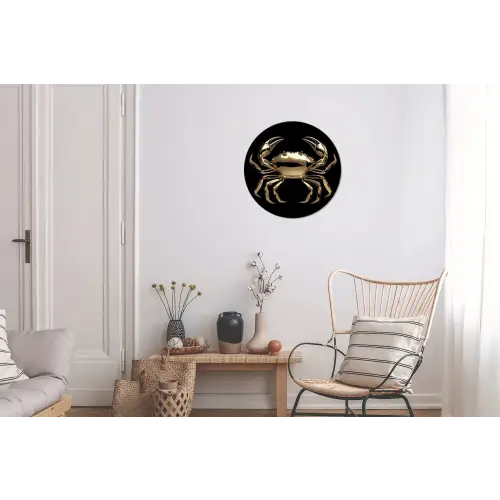 Goud - Krab - Dieren - Zwart Wandcirkel aluminium klein -woonkamer