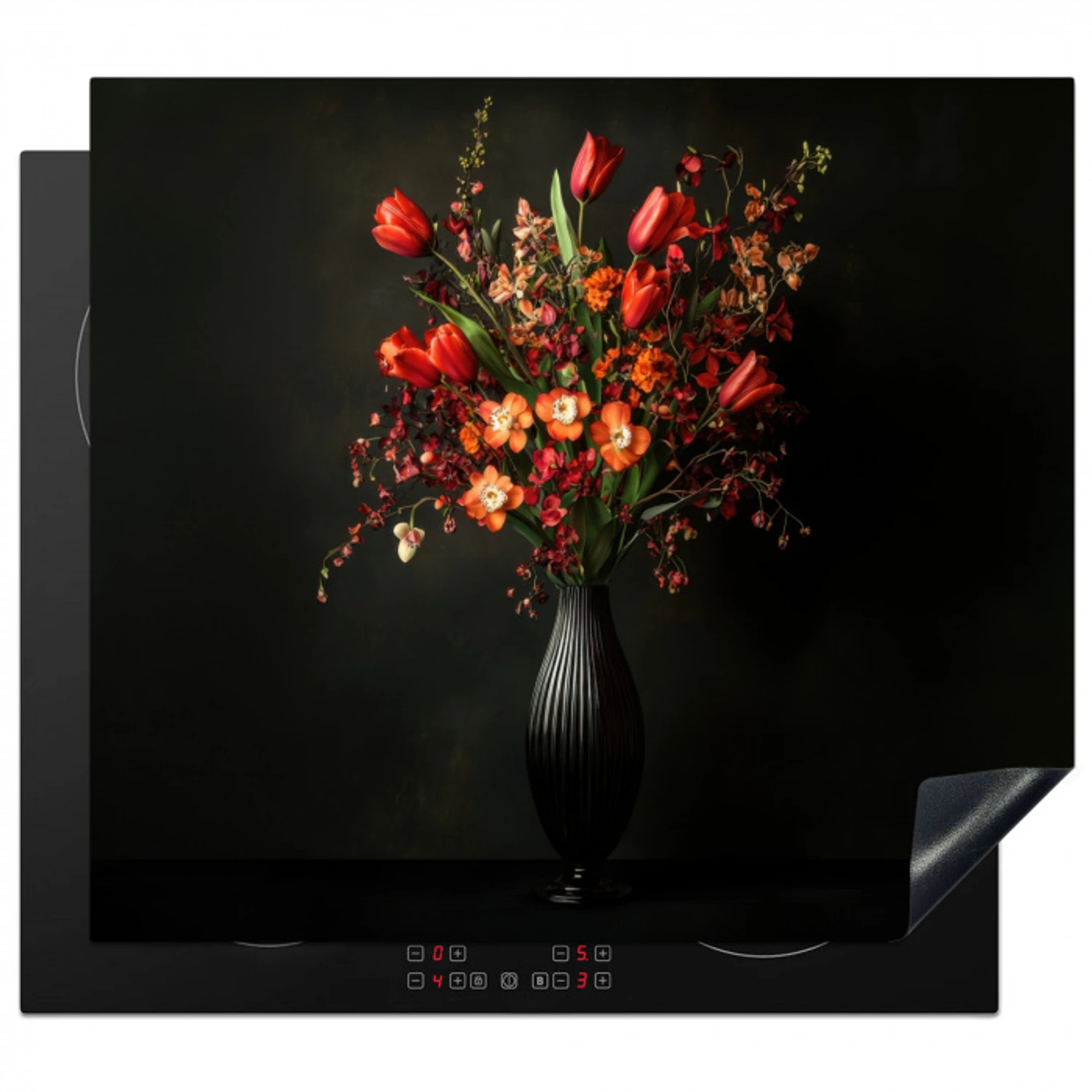 Bloemen - Takken - Boeket Inductie beschermer vinyl 3mm middel -3d