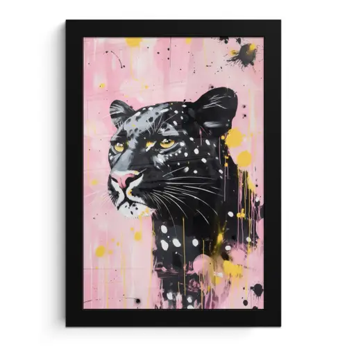 Zwart - Panter - Roze - Abstract fotolijst zwart zonder passe partout klein -3d