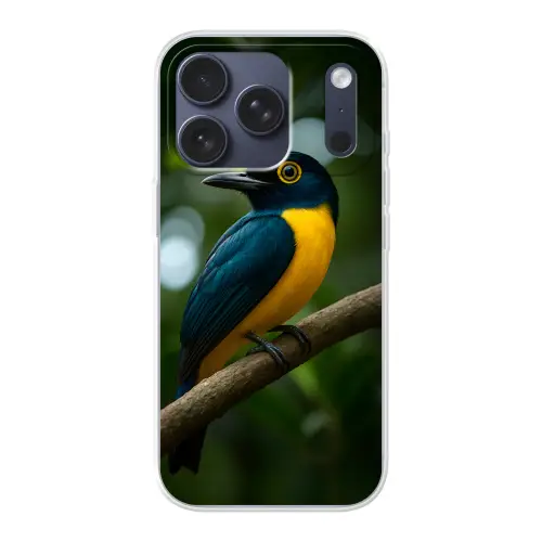Vogel - Tak - Geel - Bladeren Telefoonhoesje iPhone 17 Pro klein -3d