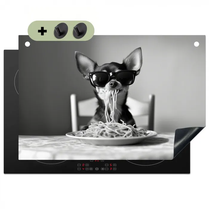 Chihuahua - Hond - Zonnebril - Humoristisch - Zwart - Wit - Spaghetti Inductie beschemer met haakjes klein -3d