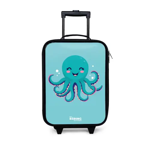 Octopus - Water - Blauw Kinderkoffer - Zwart klein -3d