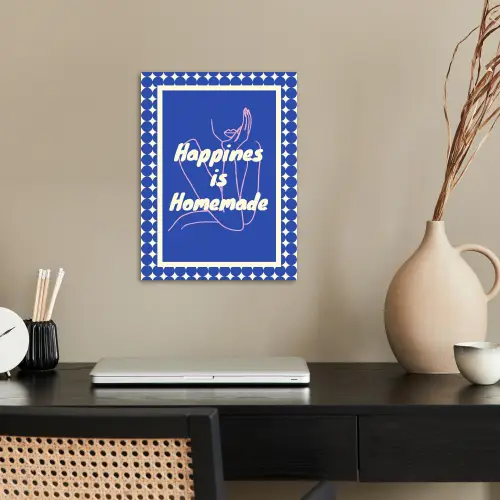 Lijntekening - Vrouw - Quote - Blauw poster papier klein -sfeer1