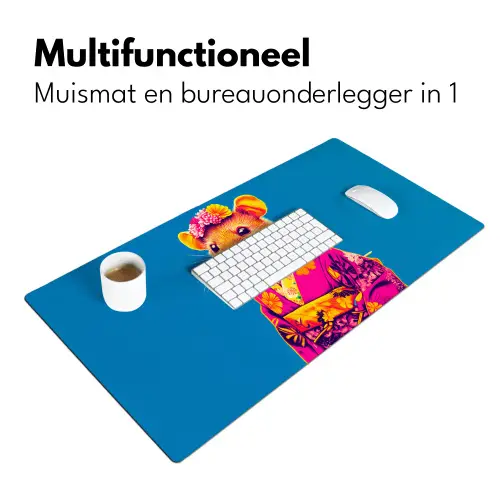 Muis - Kimono - Bloemen - Blauw Muismat XXL klein -sfeer4