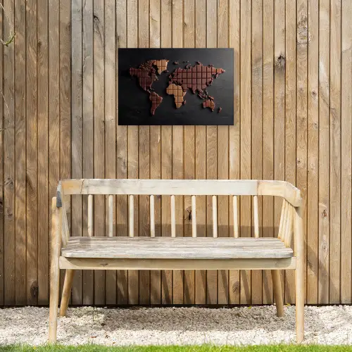 Wereldkaart - chocola - Smakelijke uitstraling Tuinposter op houten frame 2 cm dik klein -sfeer4