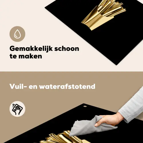 Friet - Goud - Chrome - Eten Inductie beschemer met haakjes klein -ky-schoon-nl