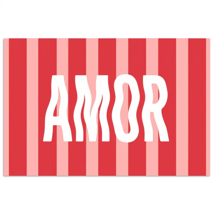 Amor - Strepen - Rood - Roze poster papier klein -3d