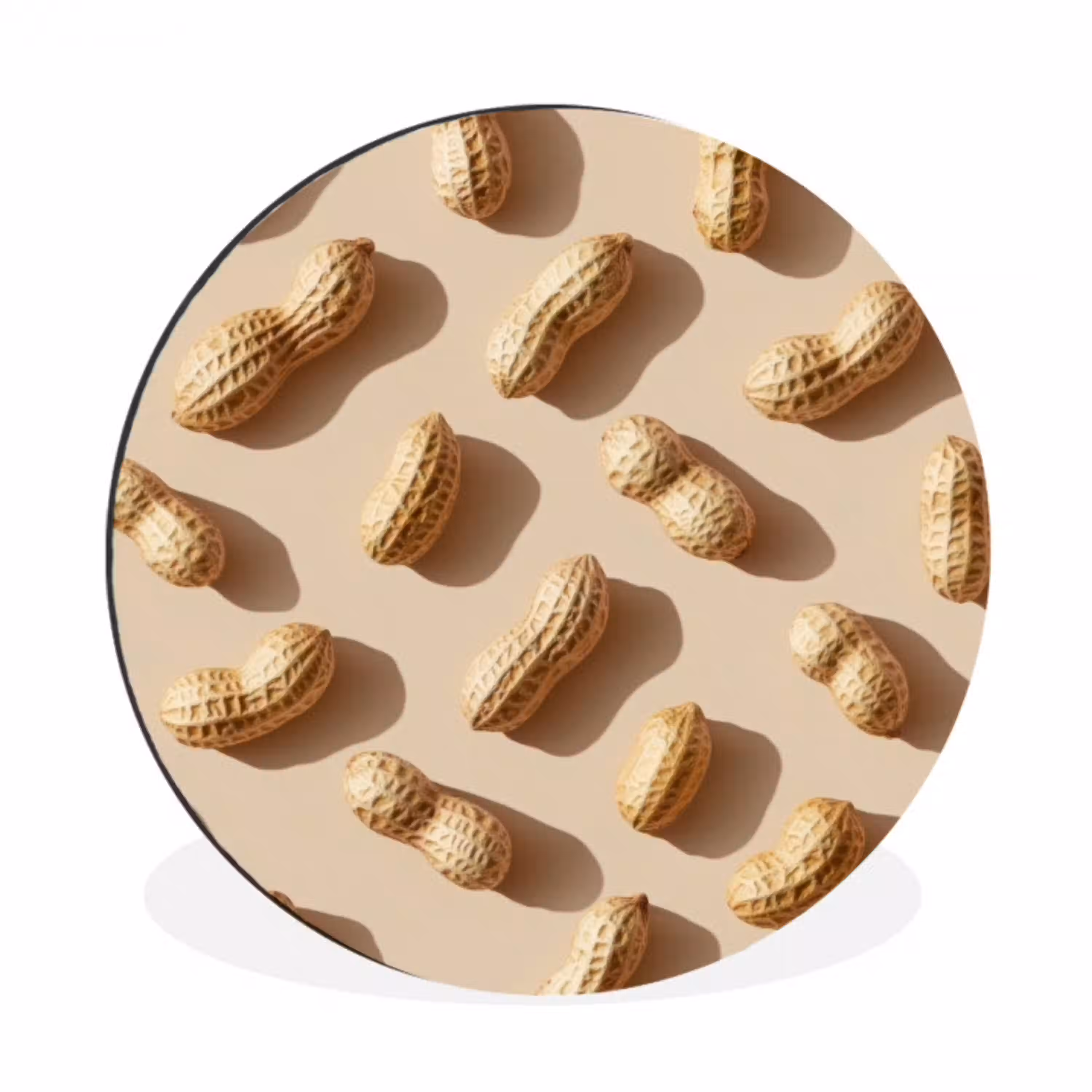 Pinda's - Patroon - Beige Wandcirkel aluminium klein -3d