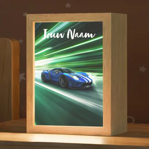 Race auto - Blauw - Groen Light Box met kabel (Kinderlampje) klein -zzz_3d_website