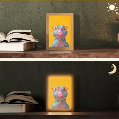 Kameleon - Kauwgom - Kleurrijk Light Box met kabel (Tafellamp) klein -sfeer3