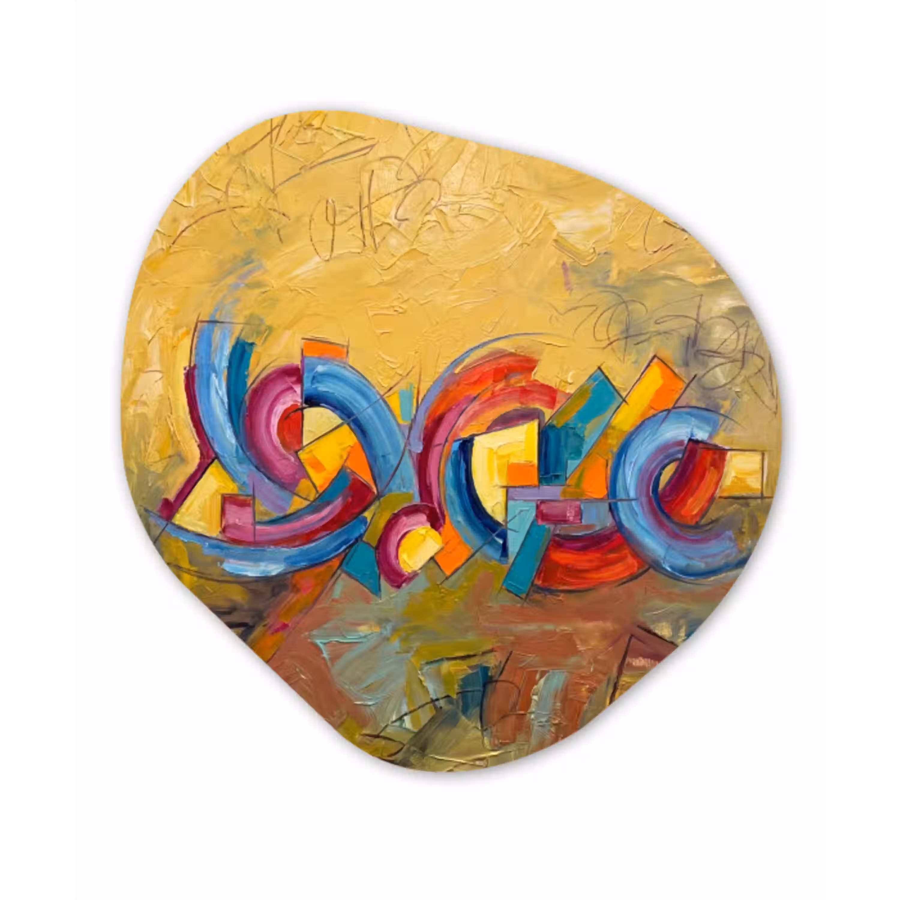 Abstract - Cirkels - Schilderij - Kleurrijk - Dynamisch Wandcirkel Organisch Aluminium middel -3d
