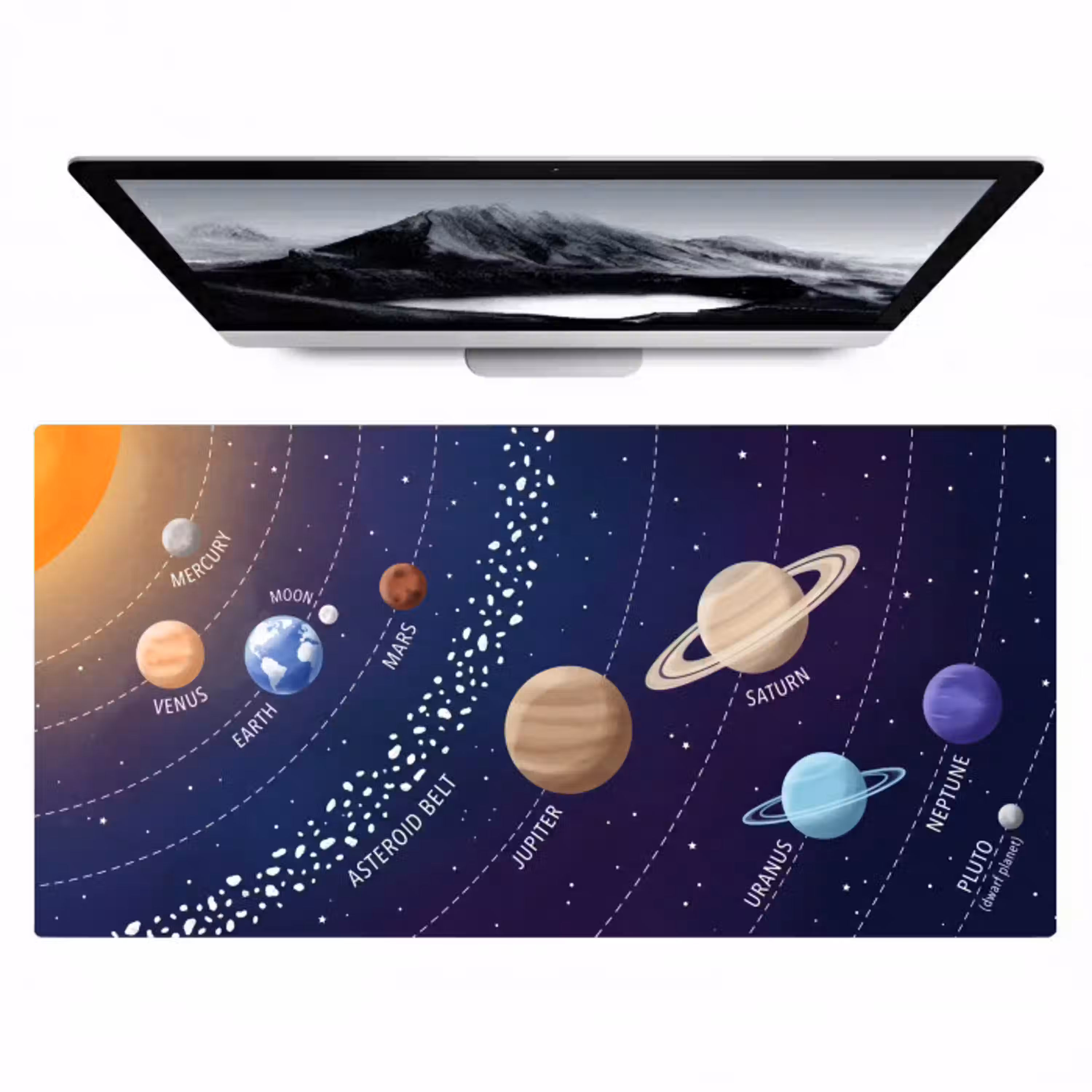 Planetenstelsel - Ruimte - Illustratie Muismat XXL klein -zzz3d