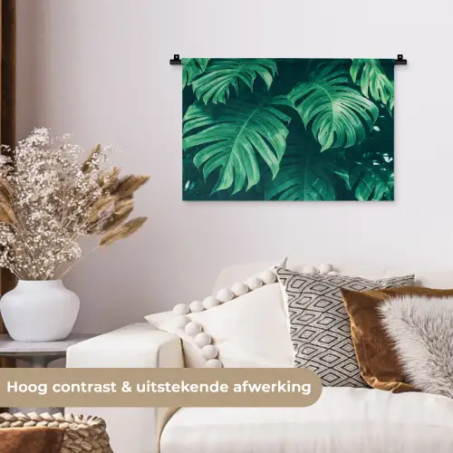 Monstera - Bladeren - Planten - Jungle - Natuur Wandkleed katoen klein -sfeer1
