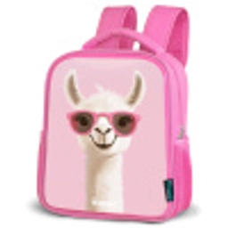 Lama - Wit - Zonnebril - Wimpers Kinderrugzak - Roze middel -schuin