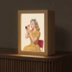 Illustratie - Mascara - Vrouw - Geel Light Box met kabel (Tafellamp) klein -z3d_website