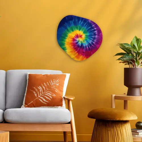 Regenboogkleuren - Spiraal - Kleurrijk Wandcirkel Organisch Forex 3mm klein -sfeer4