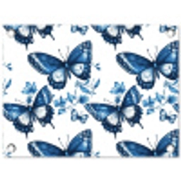 Blauw - Vlinders - Bloemen - Wit tuinposter los doek klein 239 -3d