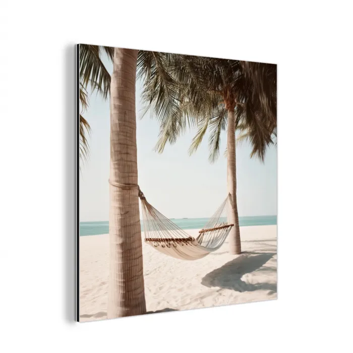 Hangmat - Palmbomen - Strand - Zee aluminium wit klein -3d