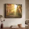 Bos - Herfst - Zon - Landschap - Natuur - Bomen - Bladeren Textielframe zwart klein -sfeer3