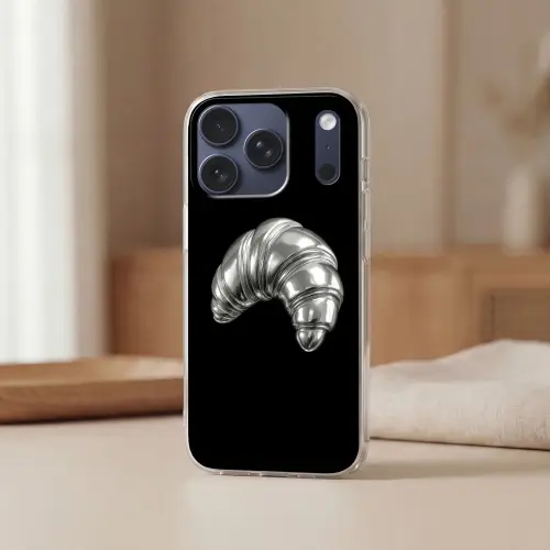 Croissant - Metaal - Zilver Telefoonhoesje iPhone 17 Pro klein -sfeer2