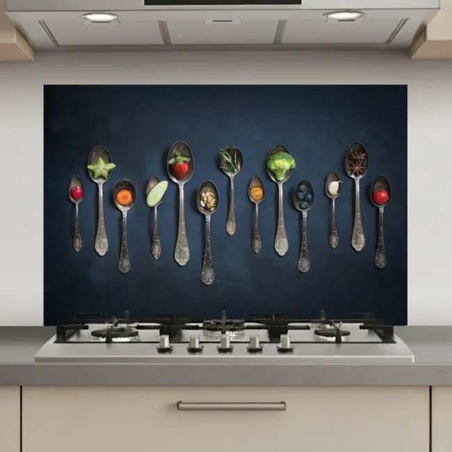 Kruiden - Lepel - Zilver - Specerijen - Industrieel keuken achterwand spatscherm klein -3d_website