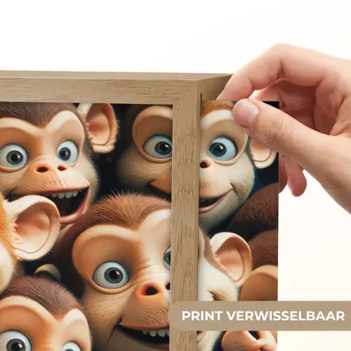 Aap - Dieren - Bruin - Design - Meiden - Jongens Light Box met batterij (Wandlamp kind) middel -USP_websiteprintNL