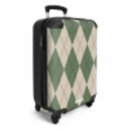Groen met beige ruit patroon NBS - Handbagage koffer - Unisex middel -productfoto_3d