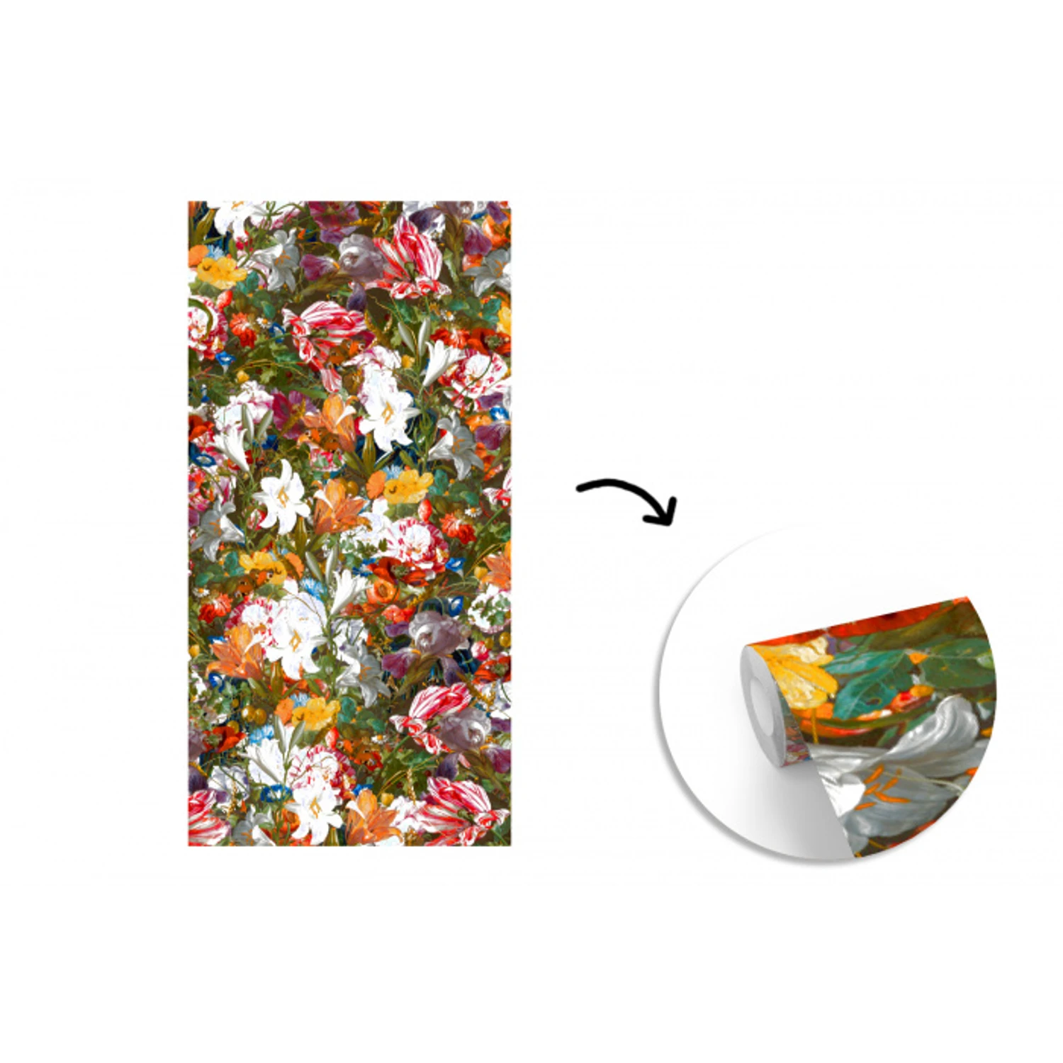 Bloemen - Vlinder - Design - Kunst - Abstract - Schilderij - Oude meesters fotobehang vinyl groot -3d
